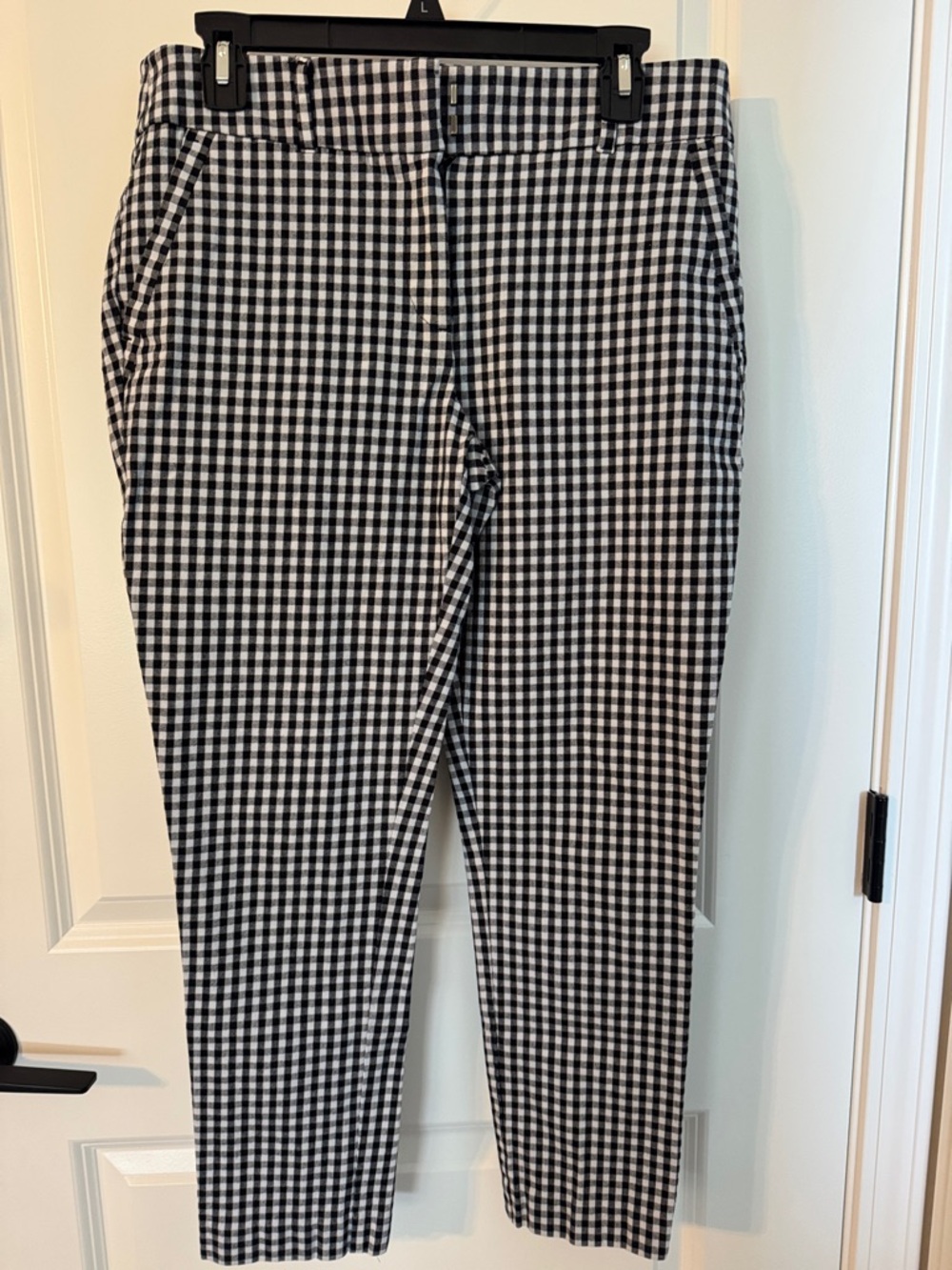 LOFT Black and White Gingham Cropped Pants